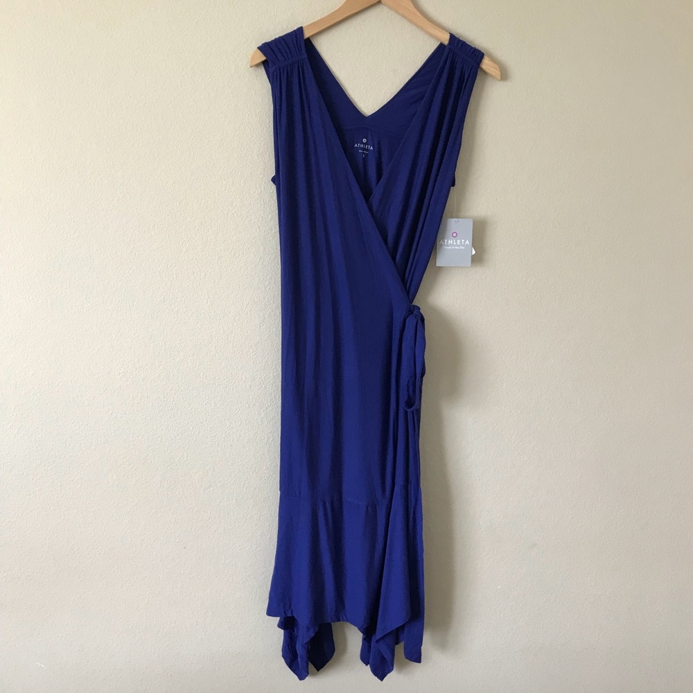 Athleta Windward Wrap Dress Sleeveless Blue